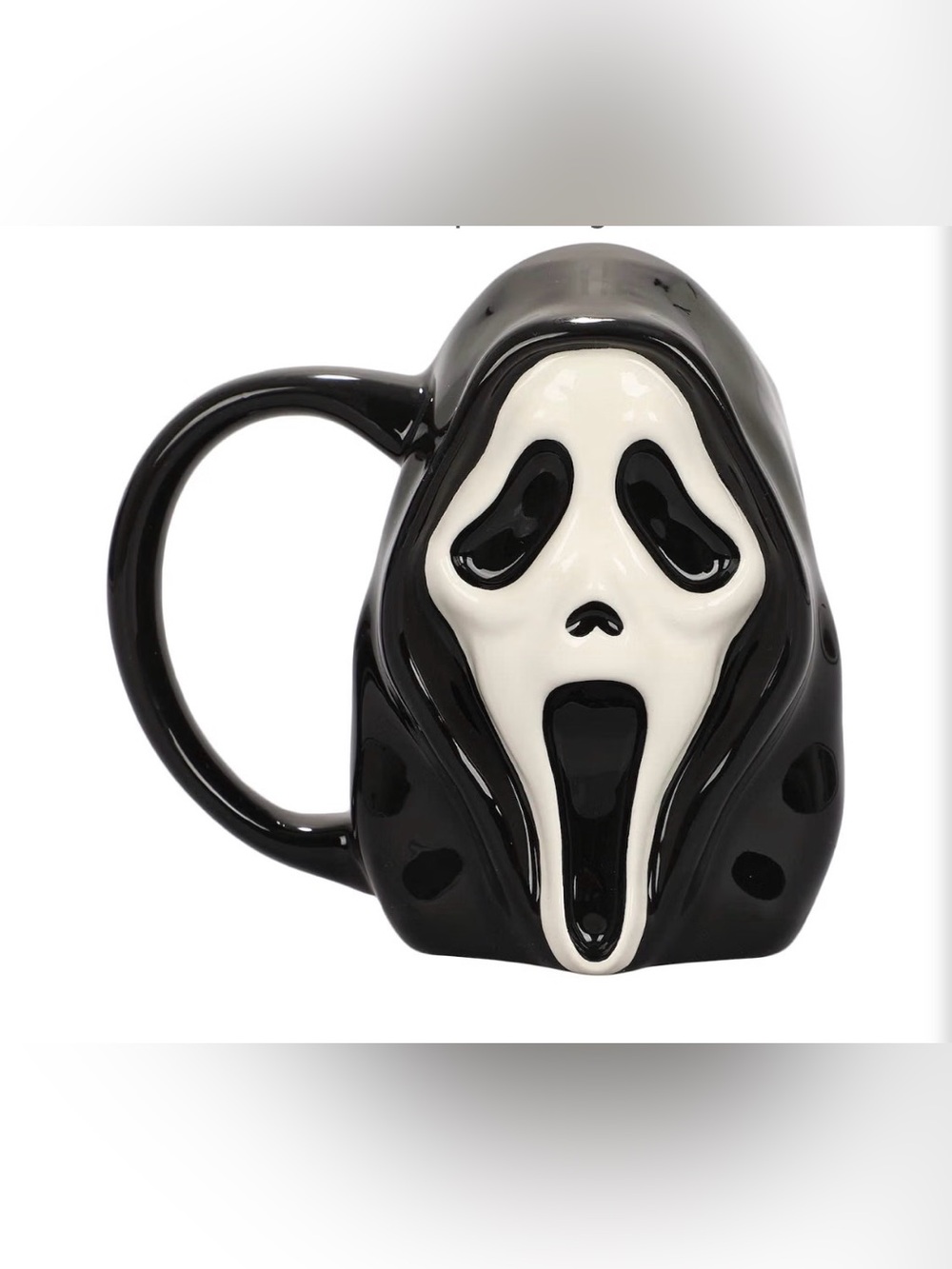 Scream-Inspired Black & White Ceramic Mug with Expressive Face